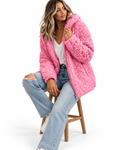 Pink Hooded Zip-Up Teddy Jacket