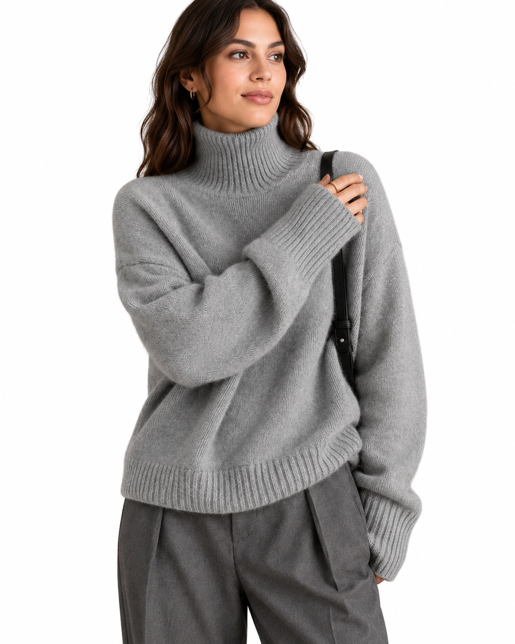 Grey Oversized Turtleneck Jumper