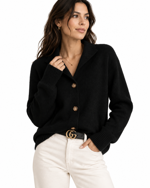 Black Collared Button-Up Cardigan – view 2