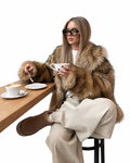 Brown Oversized Collared Faux Fur Coat