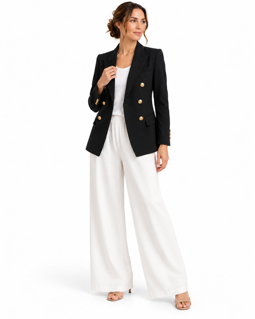 Black Double-Breasted Blazer with Gold Buttons – view 2
