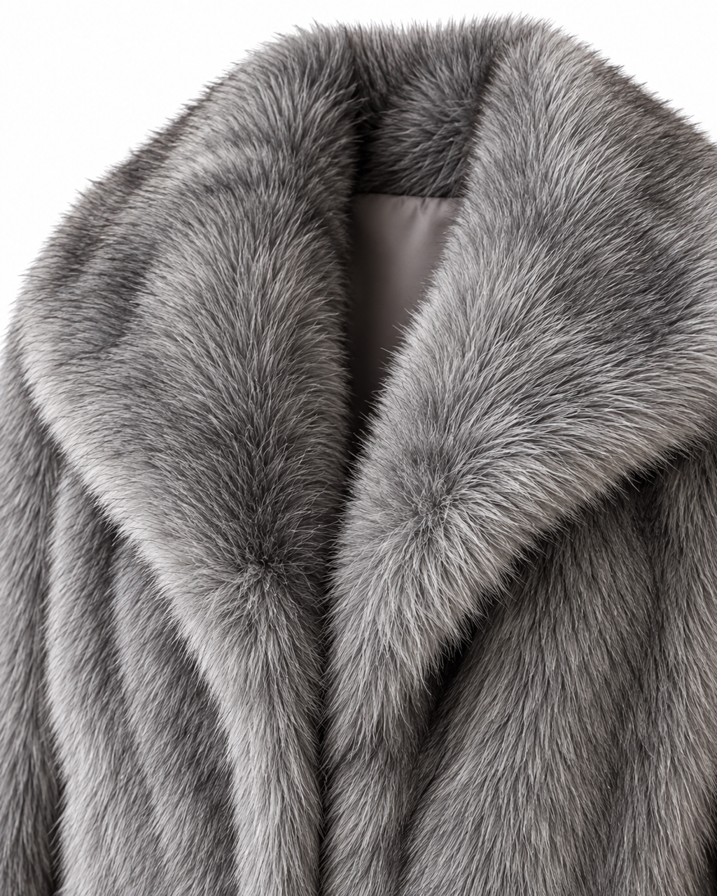 Grey Cropped Faux Fur Shawl-Collar Jacket – view 3