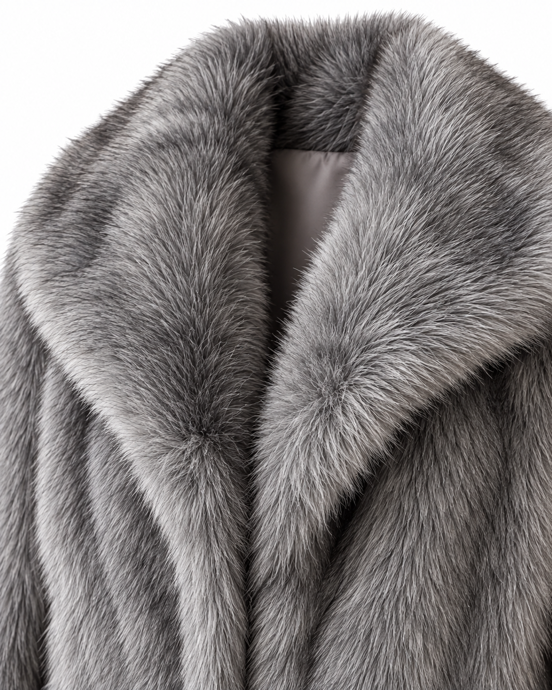 Grey Cropped Faux Fur Shawl-Collar Jacket – view 3