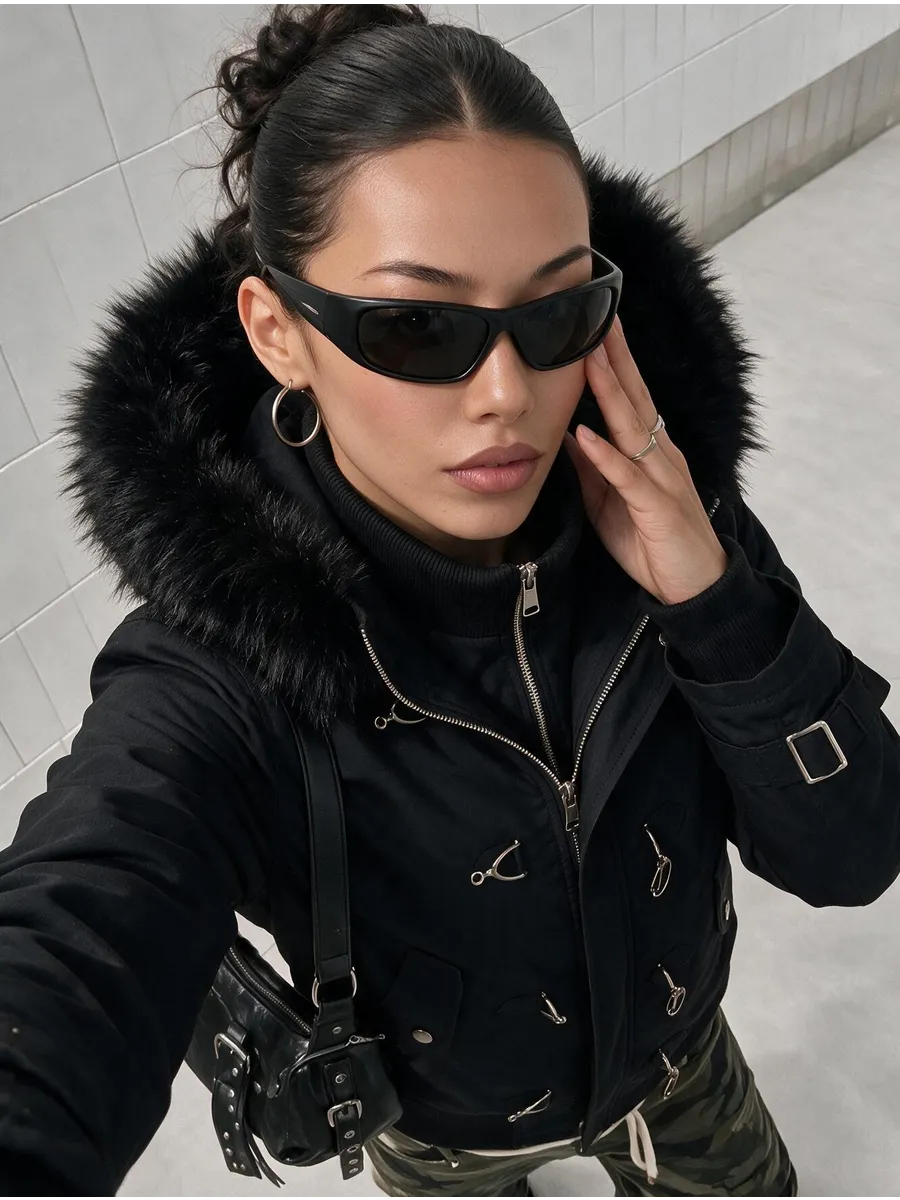 Black Cropped Zip Jacket – view 2