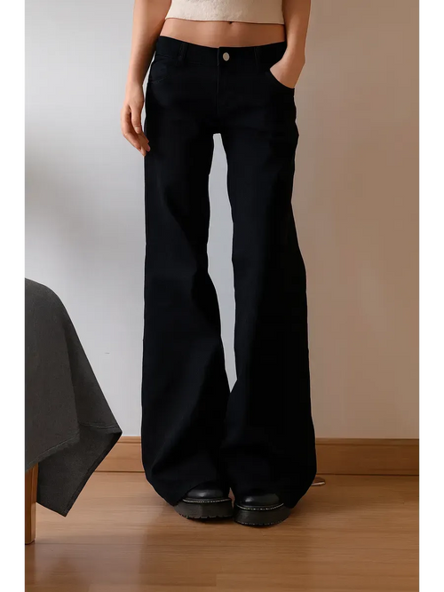 Black Low-Rise Bootcut Jeans