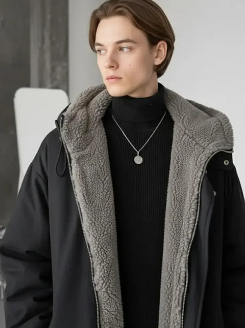 Black Oversized Padded Hooded Jacket – view 2