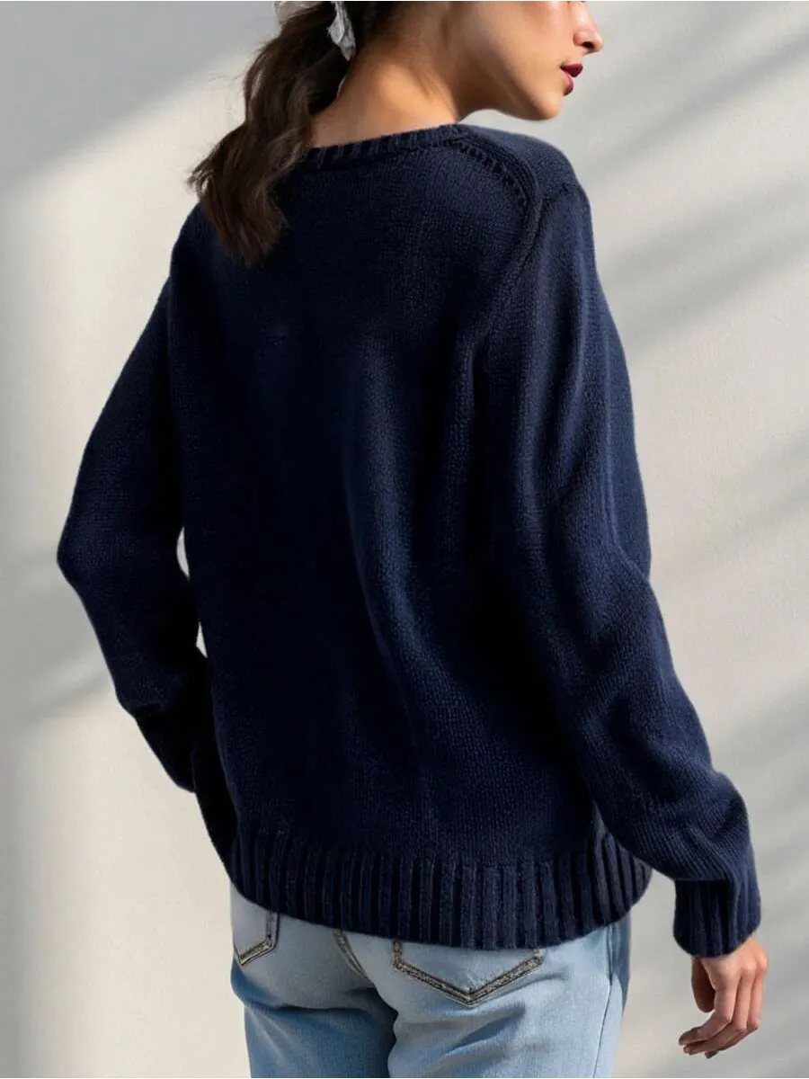 Blue Embroidered Crew Neck Jumper – view 3