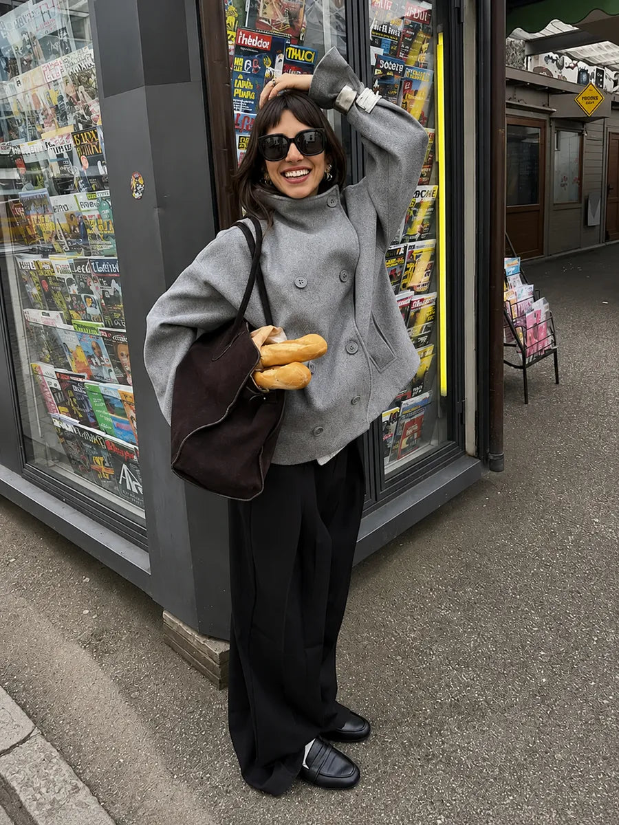 Grey Cropped Coat – view 3