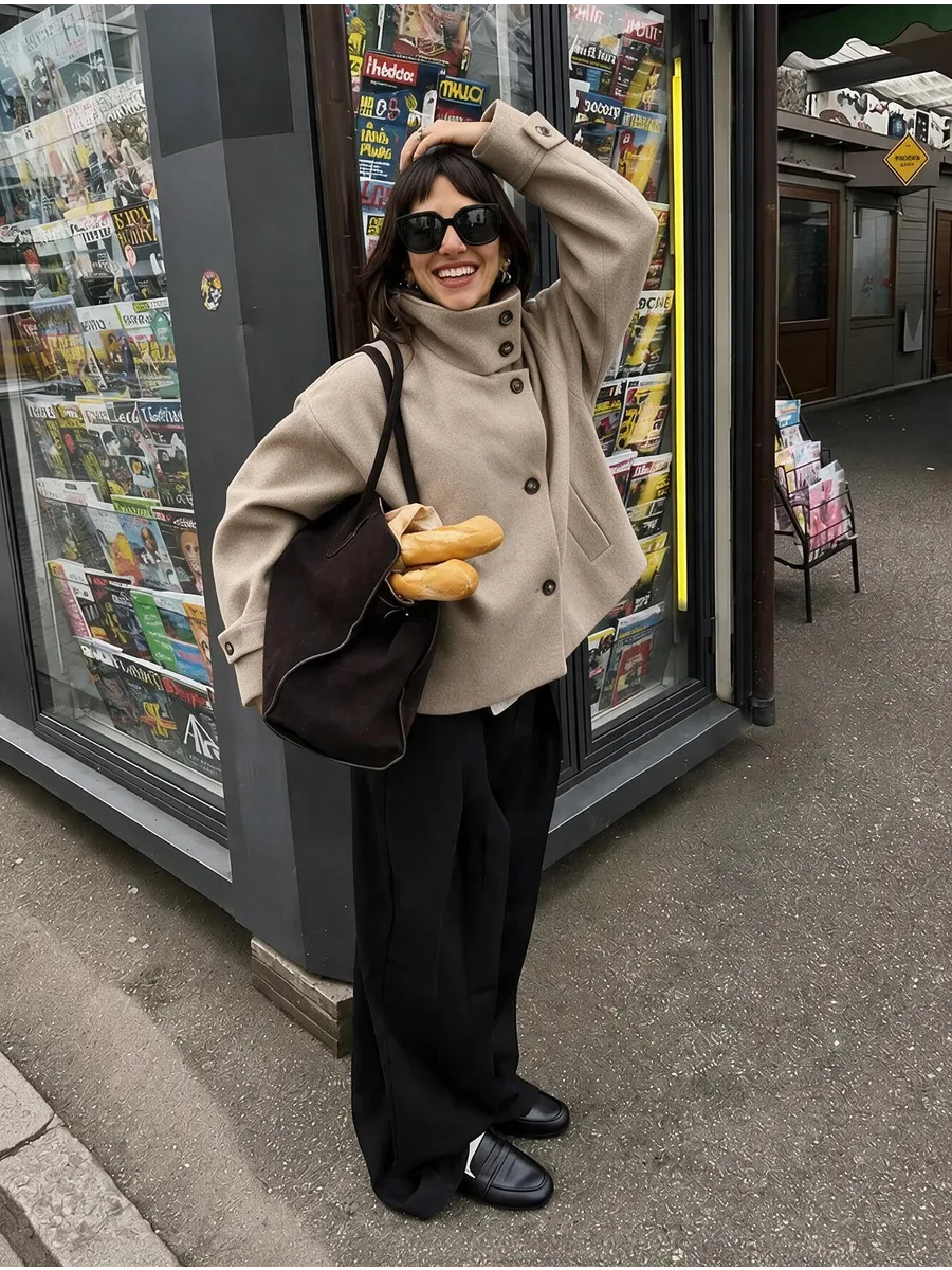 Beige Cropped Coat – view 2
