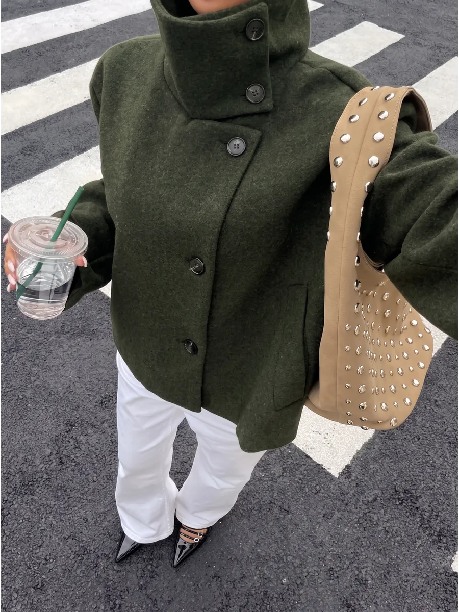 Olive Cropped Coat