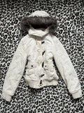 White Fitted Jacket with Faux Fur Trim