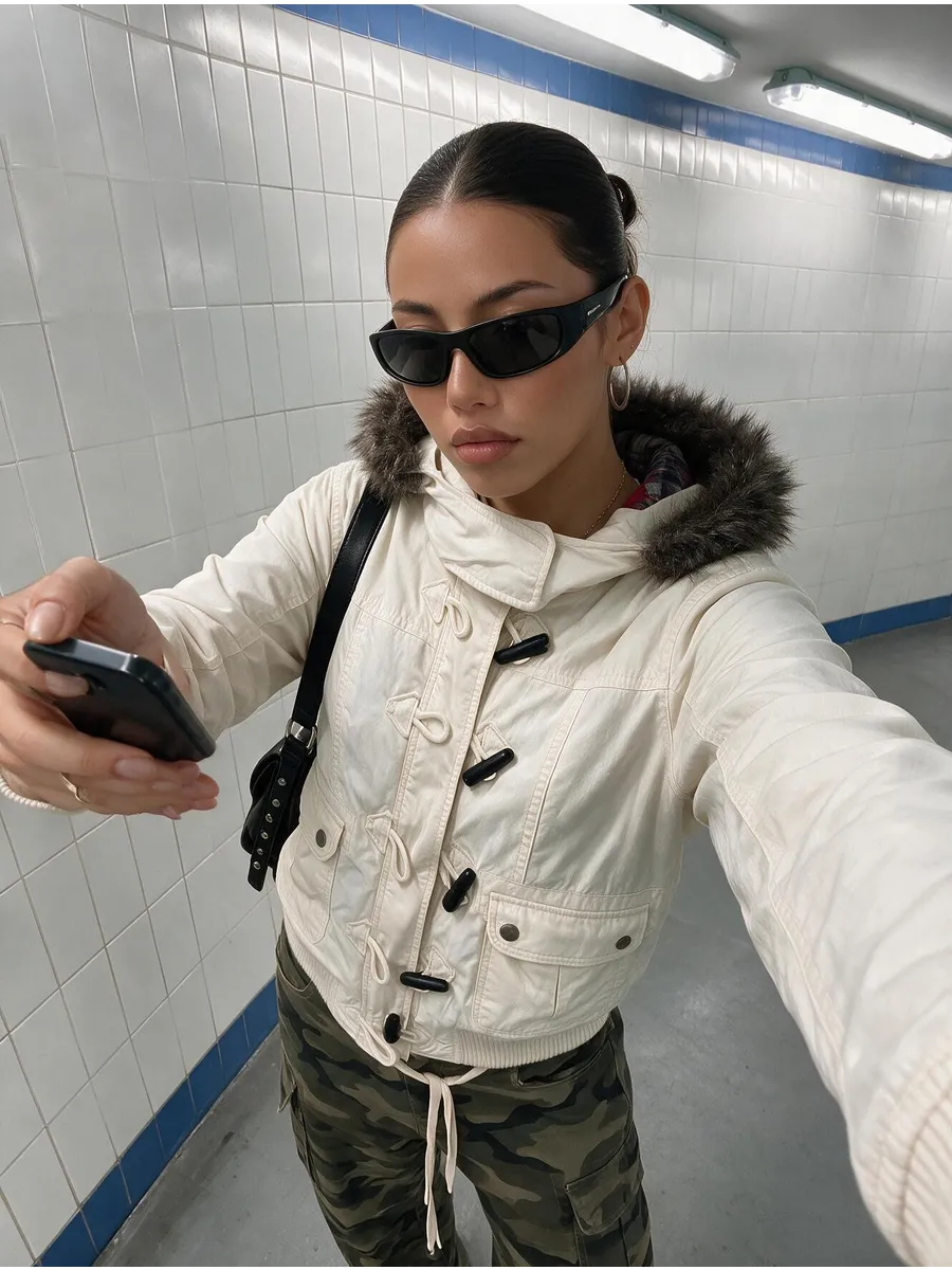 White Fitted Jacket with Faux Fur Trim – view 3