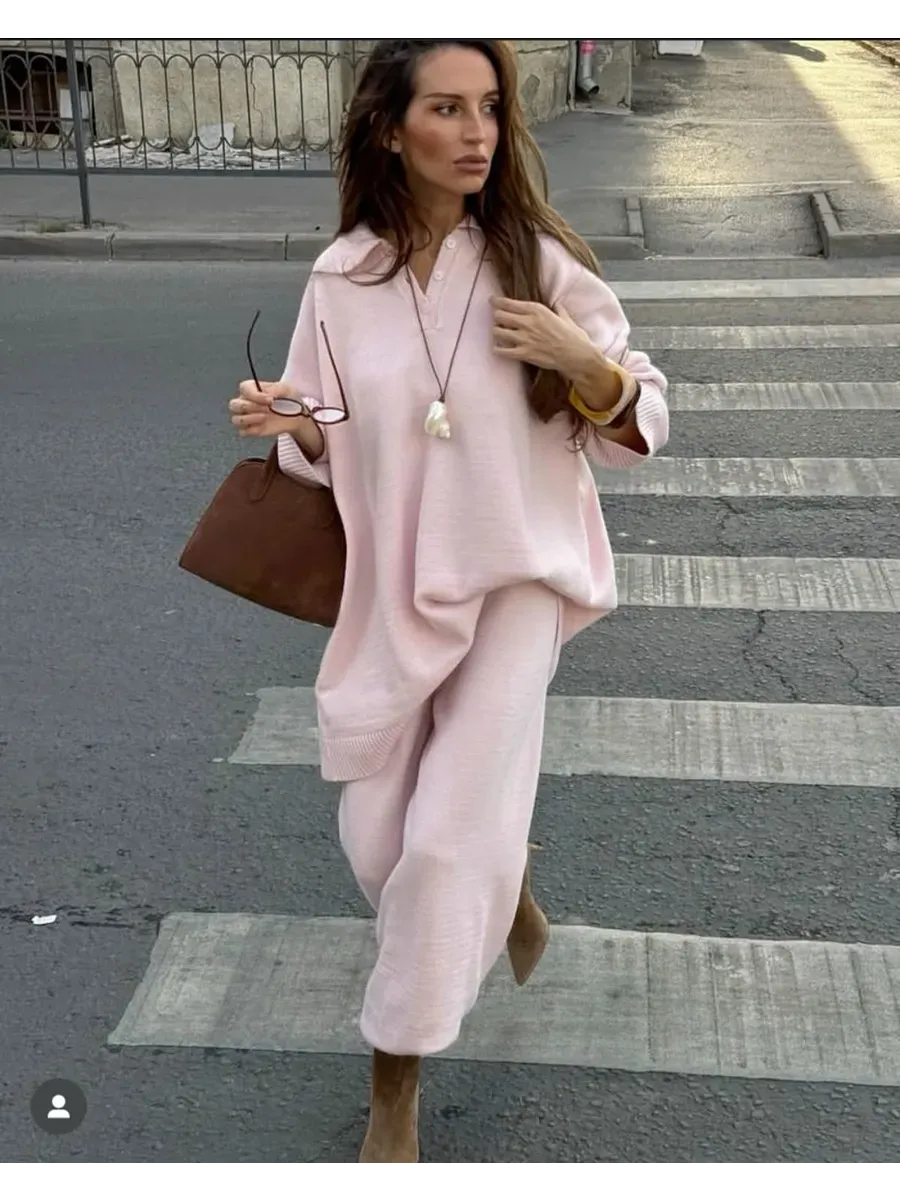 Pink Oversized Knit Co-ord Set