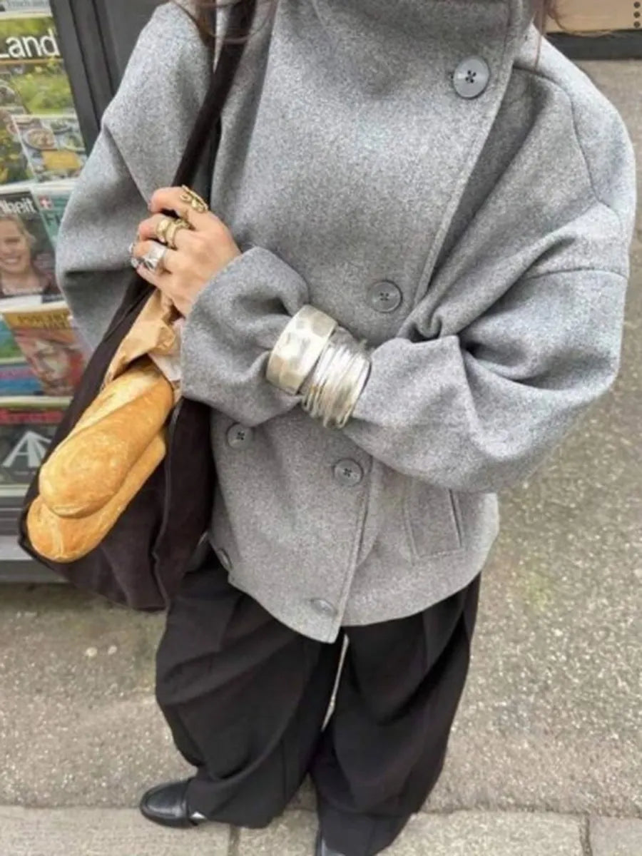 Grey Cropped Coat