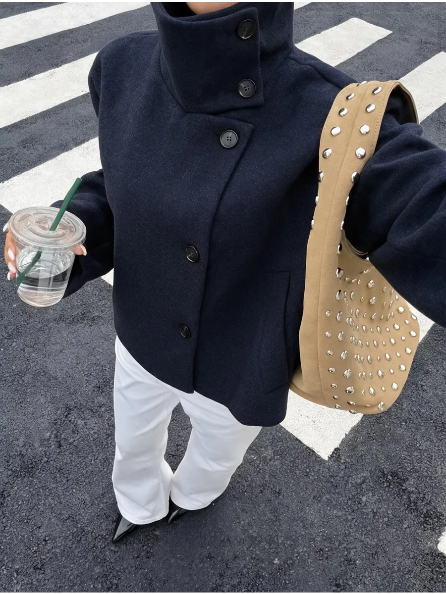 Navy Cropped Coat