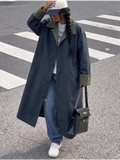 Dark Green Oversized Long Trench Coat