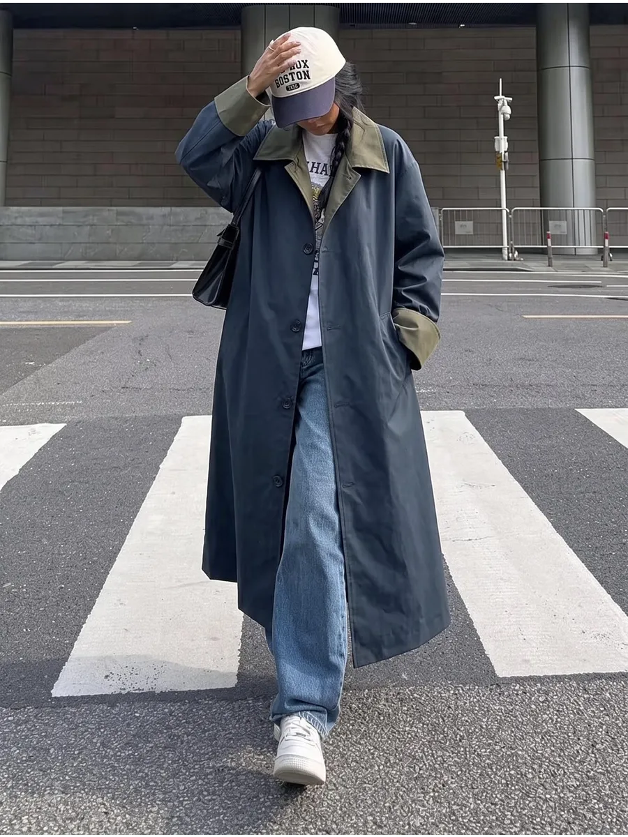 Dark Green Oversized Long Trench Coat – view 2