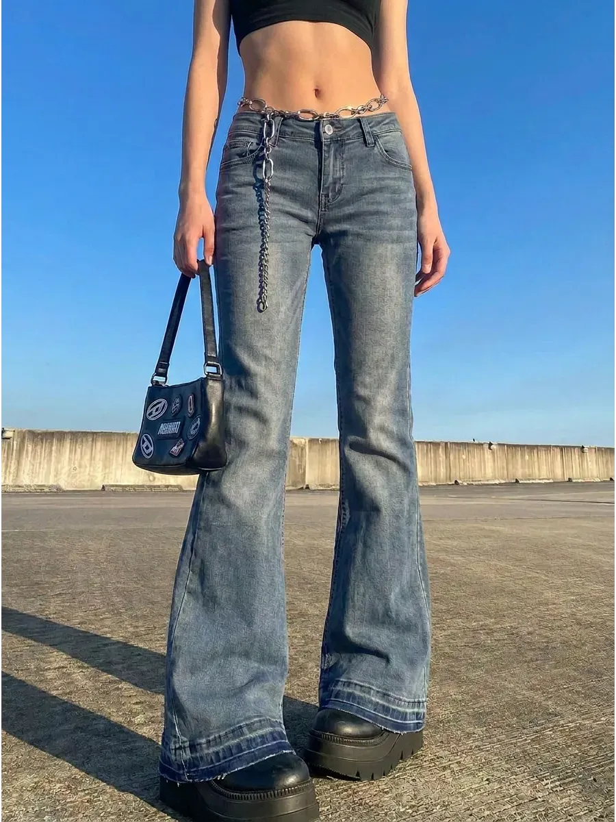 Blue Low-Rise Y2K Flared Jeans