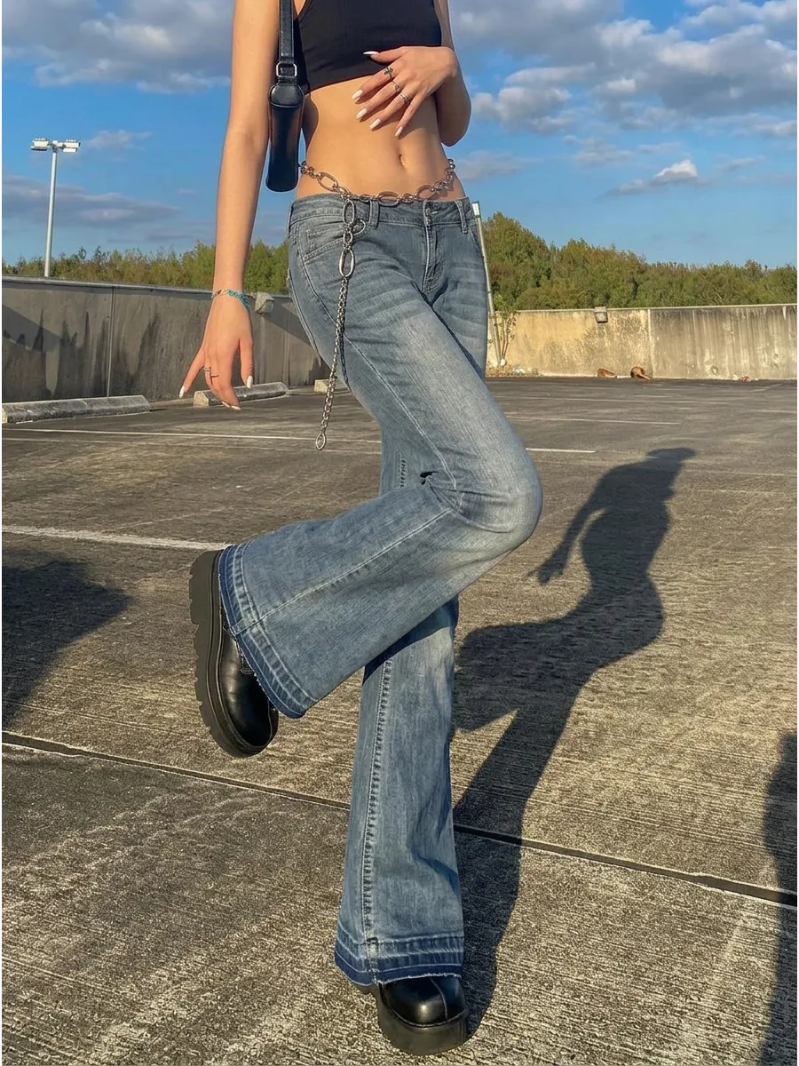 Blue Low-Rise Y2K Flared Jeans – view 2