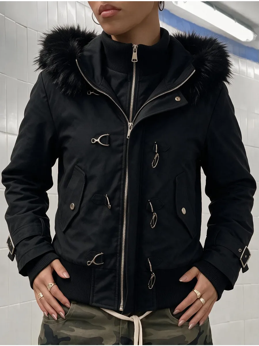 Black Cropped Zip Jacket – view 3