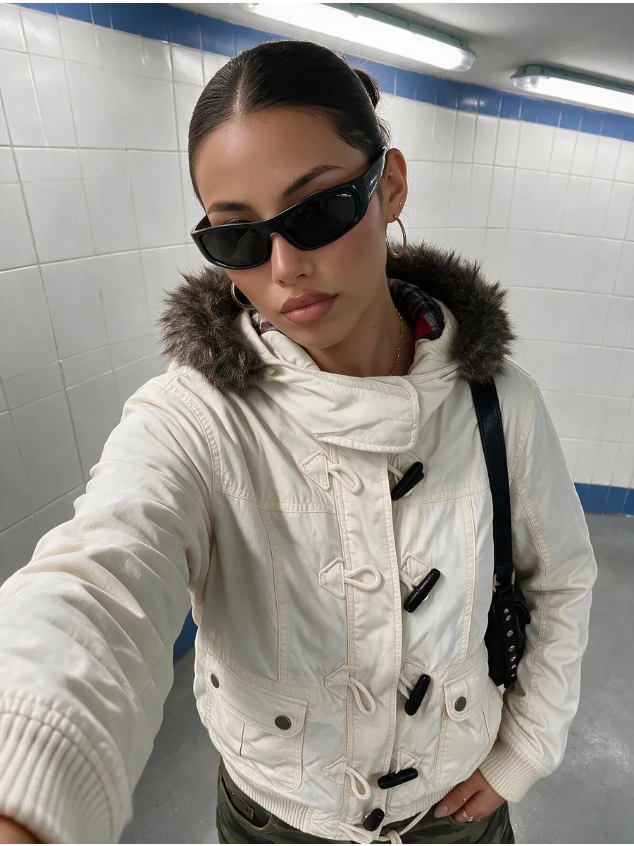 White Fitted Jacket with Faux Fur Trim – view 2