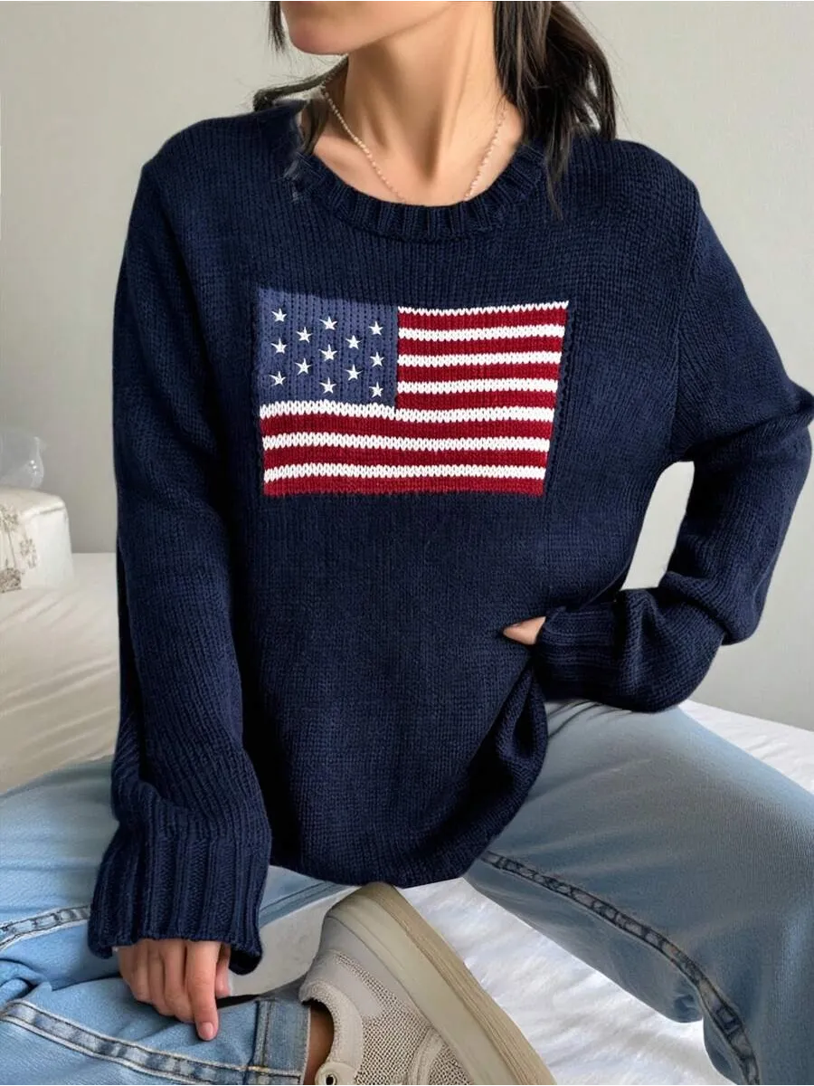 Blue Embroidered Crew Neck Jumper