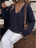 Oversized V-Neck Jumper in Blue