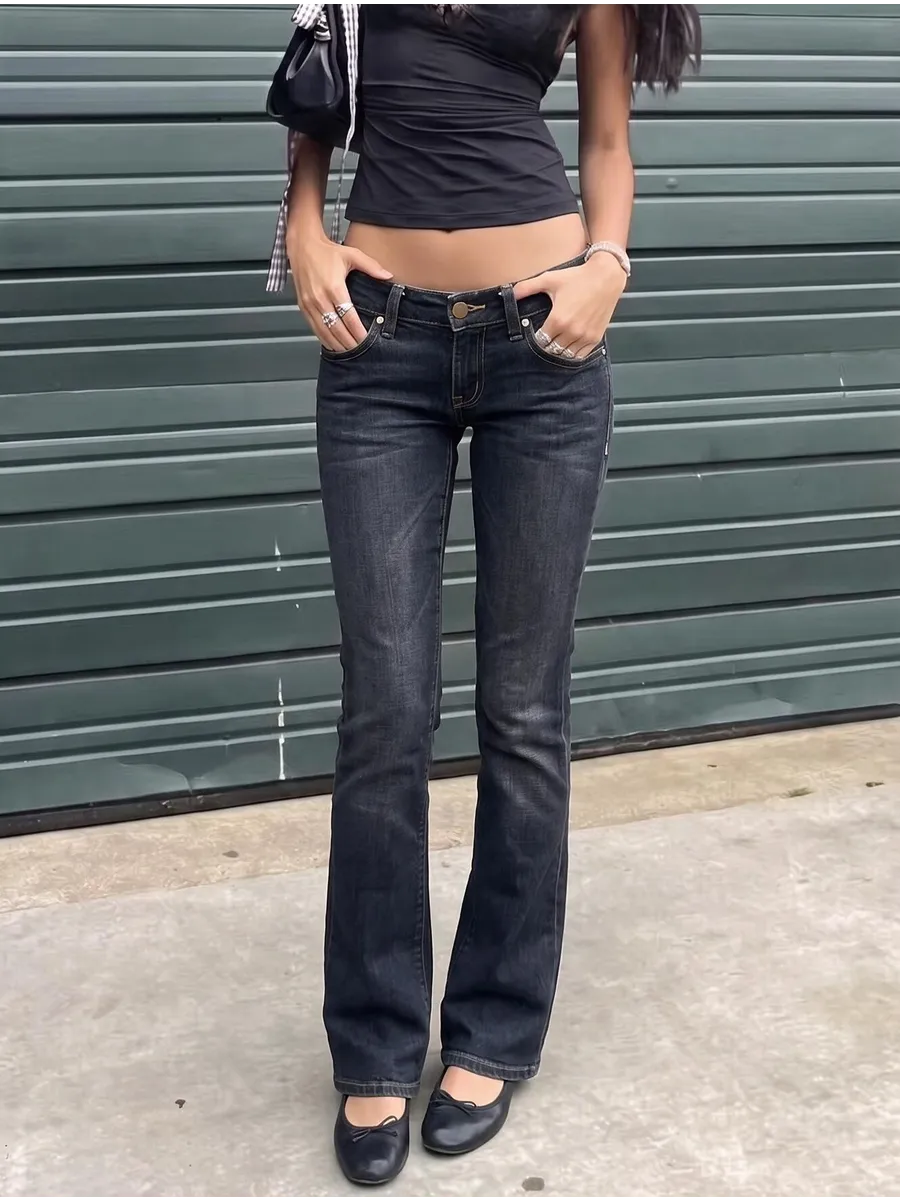 Blue Low-Rise Distressed Flared Jeans – view 3