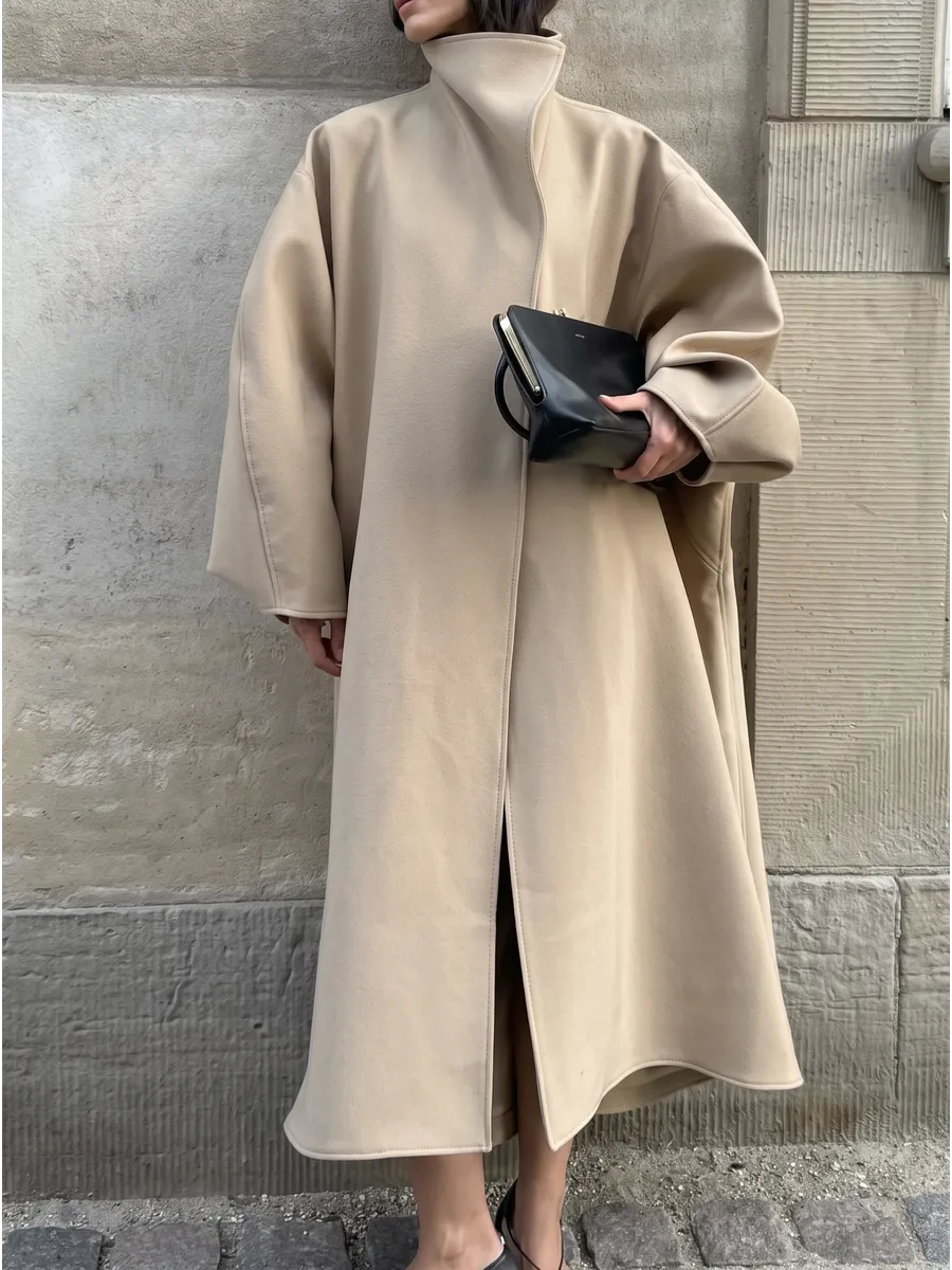 Beige Oversized Press-Stud Trench Coat – view 2