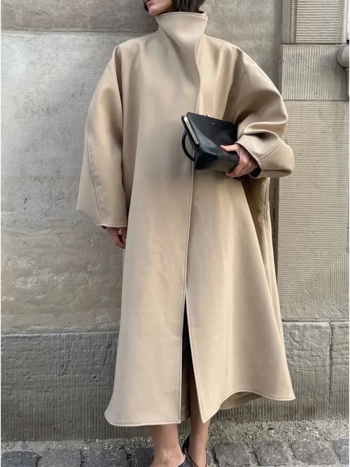 Beige Oversized Press-Stud Trench Coat – view 2