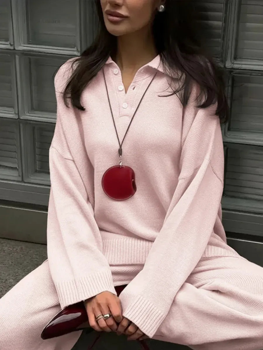 Pink Oversized Knit Co-ord Set – view 3