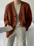 Terracotta Chunky Rib Button Cardigan