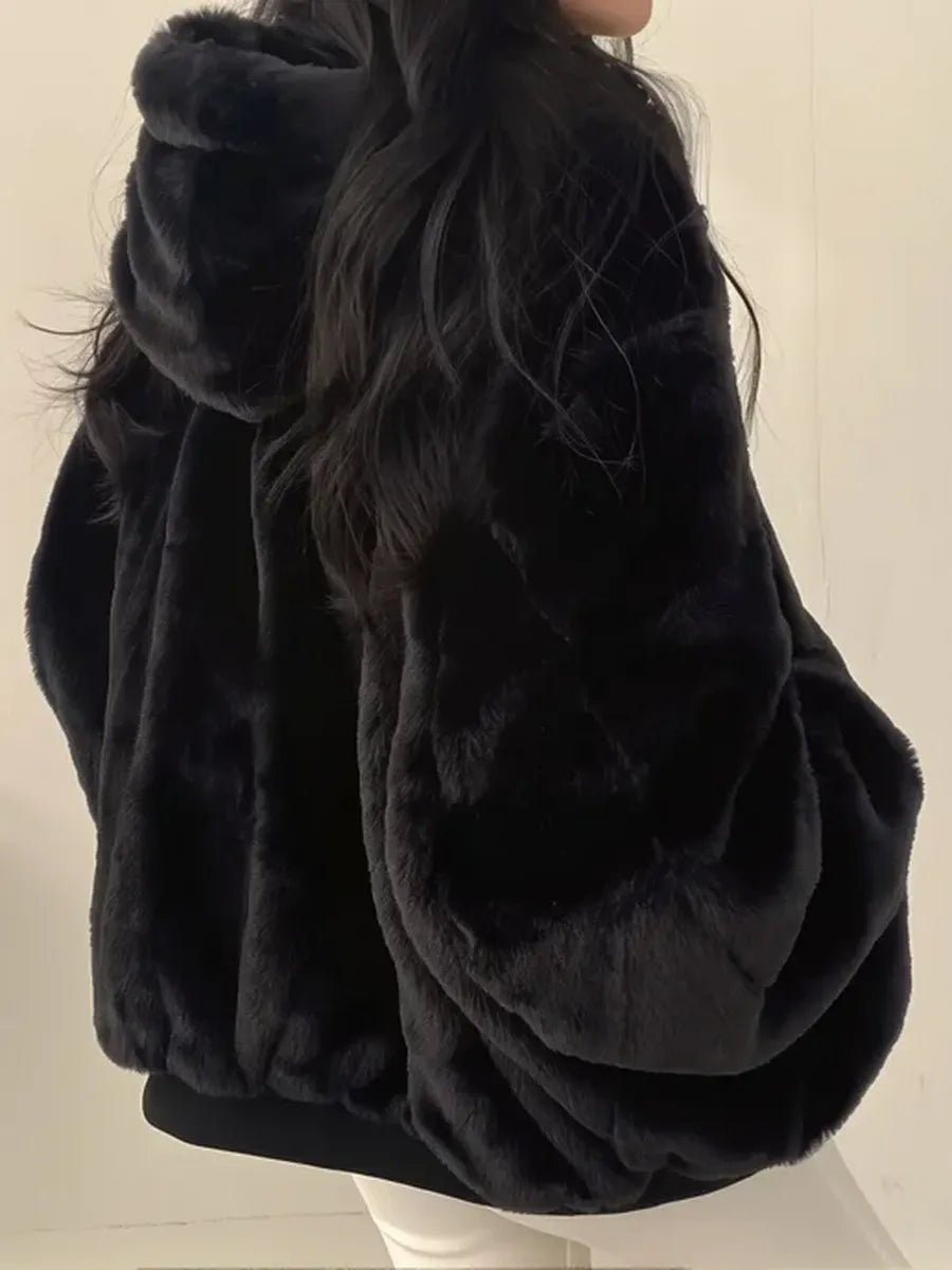 Black Reversible Oversized Hooded Jacket – view 2
