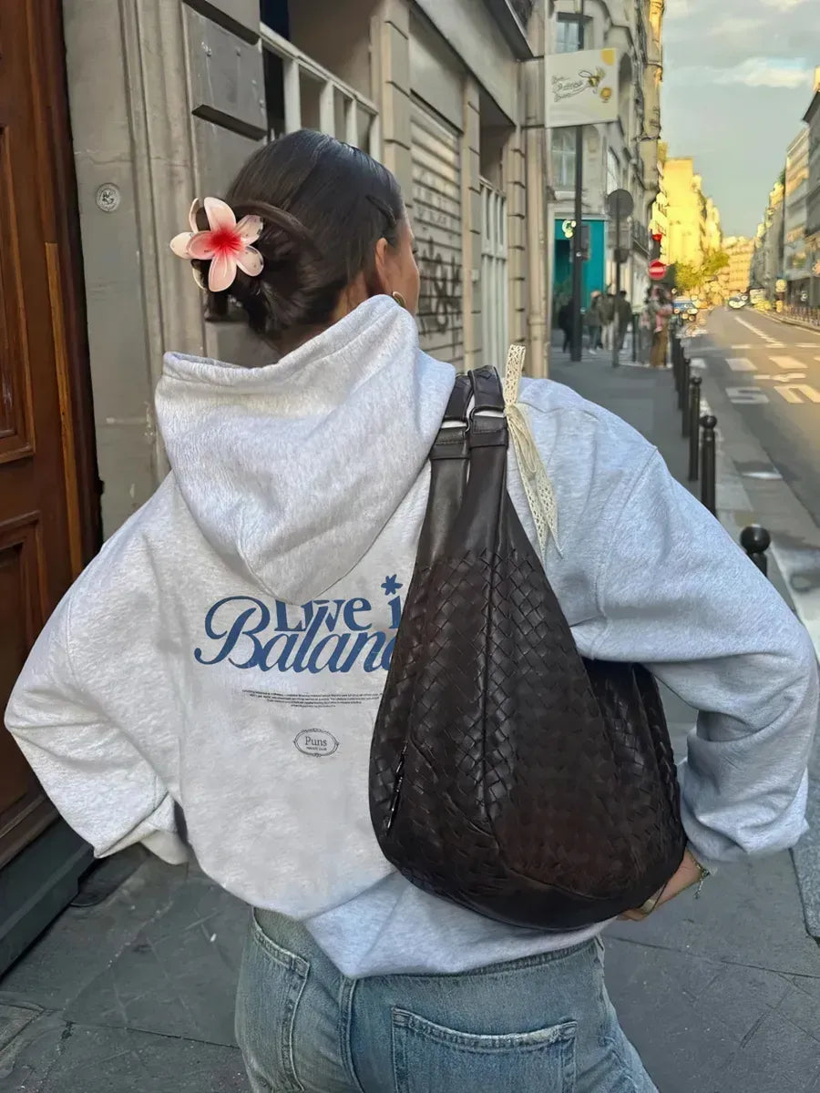 Grey Oversized Back Print Hoodie