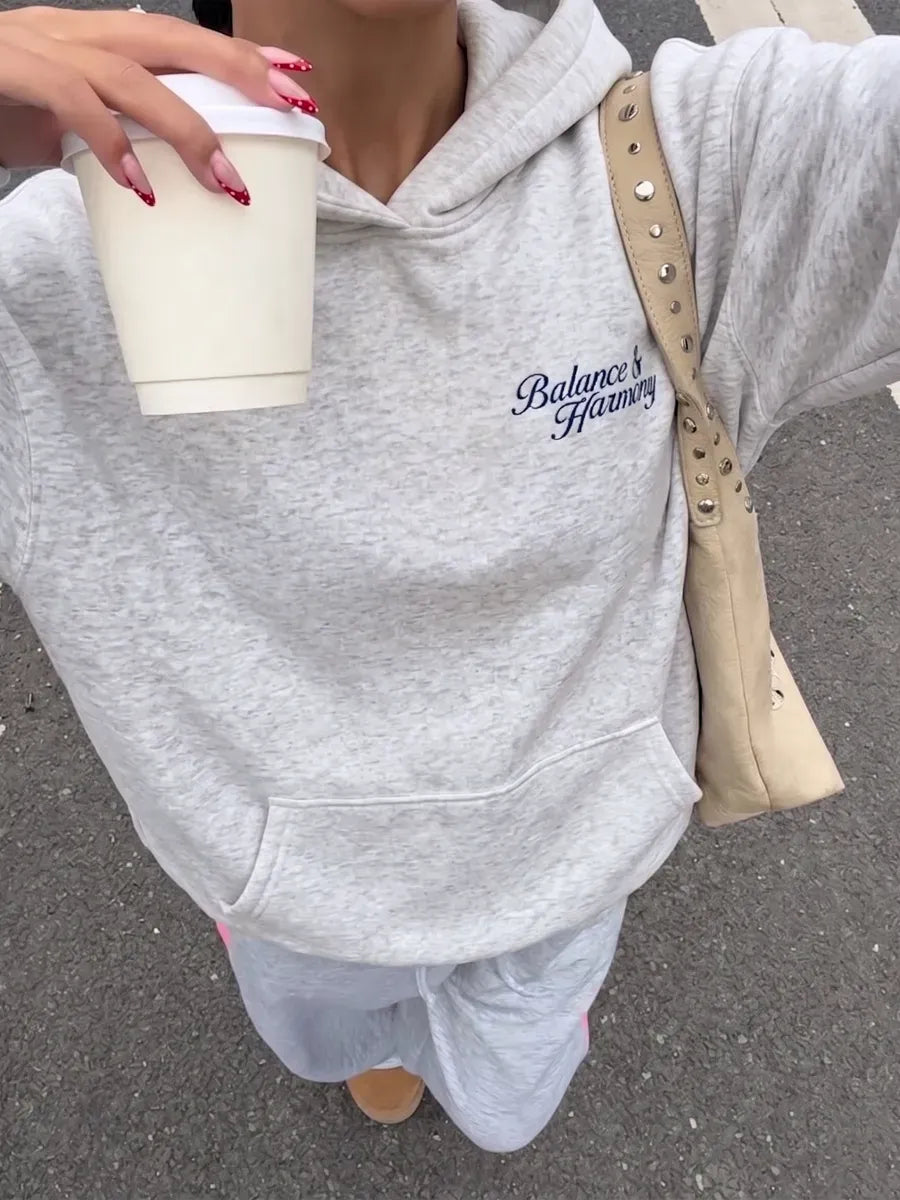 Grey Oversized Back Print Hoodie – view 2
