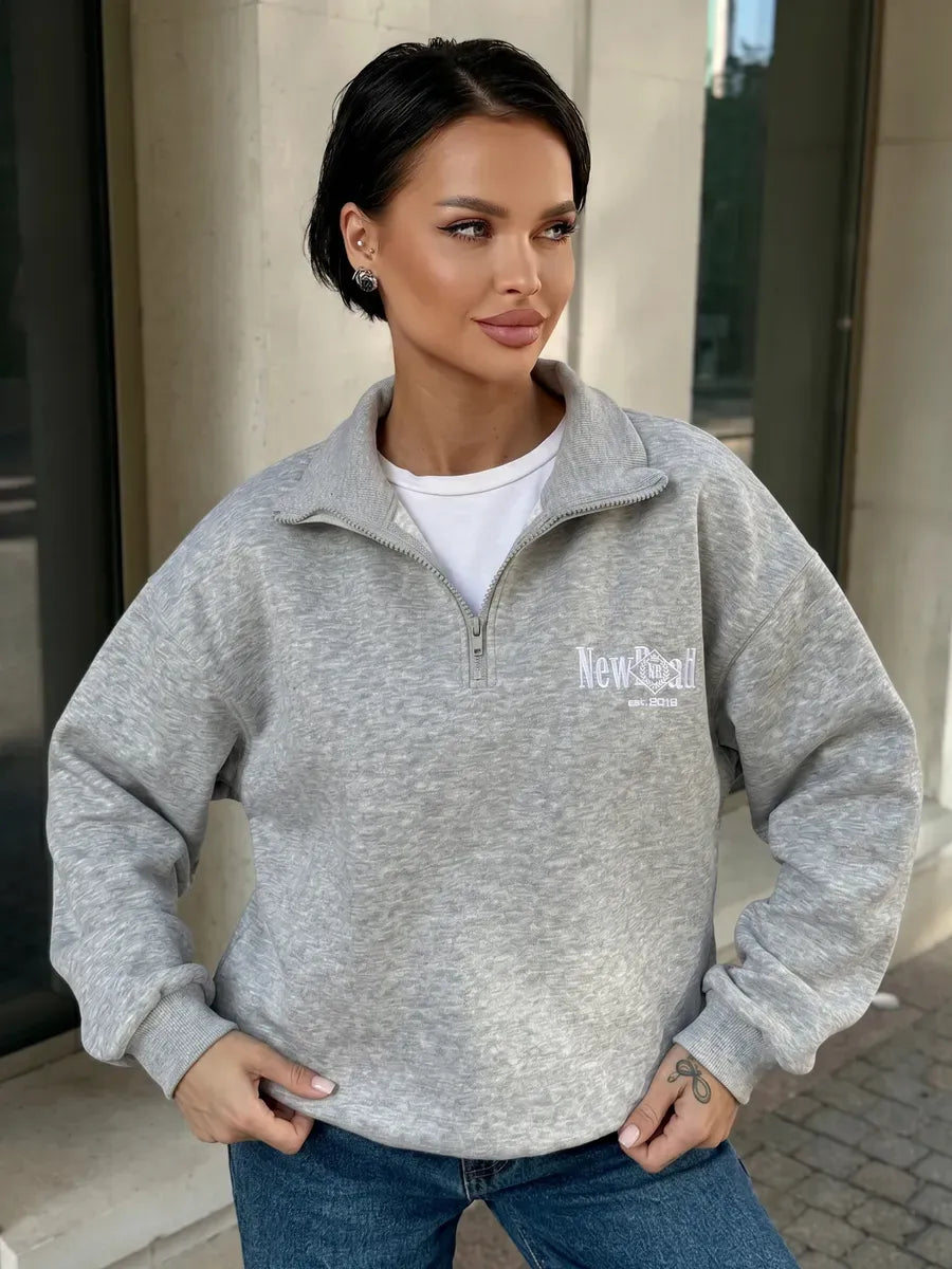 Grey Marl Fleece-Back Half-Zip Sweatshirt – view 3