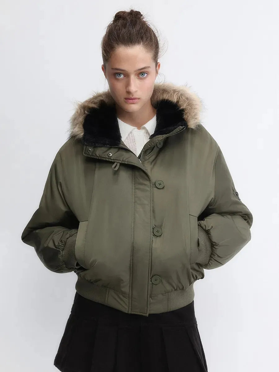 Blue Short Jacket with Detachable Hood