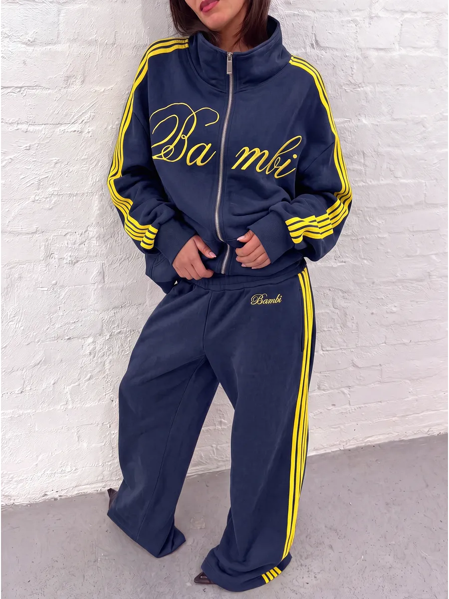 Yellow and Blue Oversized Zip Tracksuit