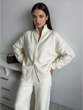 Milk White Knitted Zip Co-ord Set – view 2