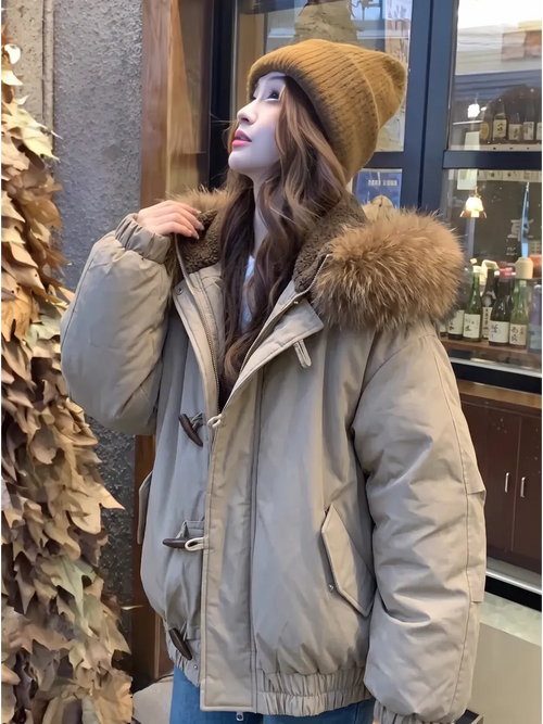 Beige Belted Oversized Parka with Faux Fur