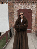 Brown Floor-Length Faux Fur Coat – view 3