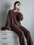 Brown Oversized Knitted Jumper Set