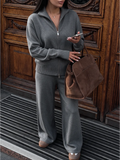 Grey Warm Knitted Zip Co-ord Set
